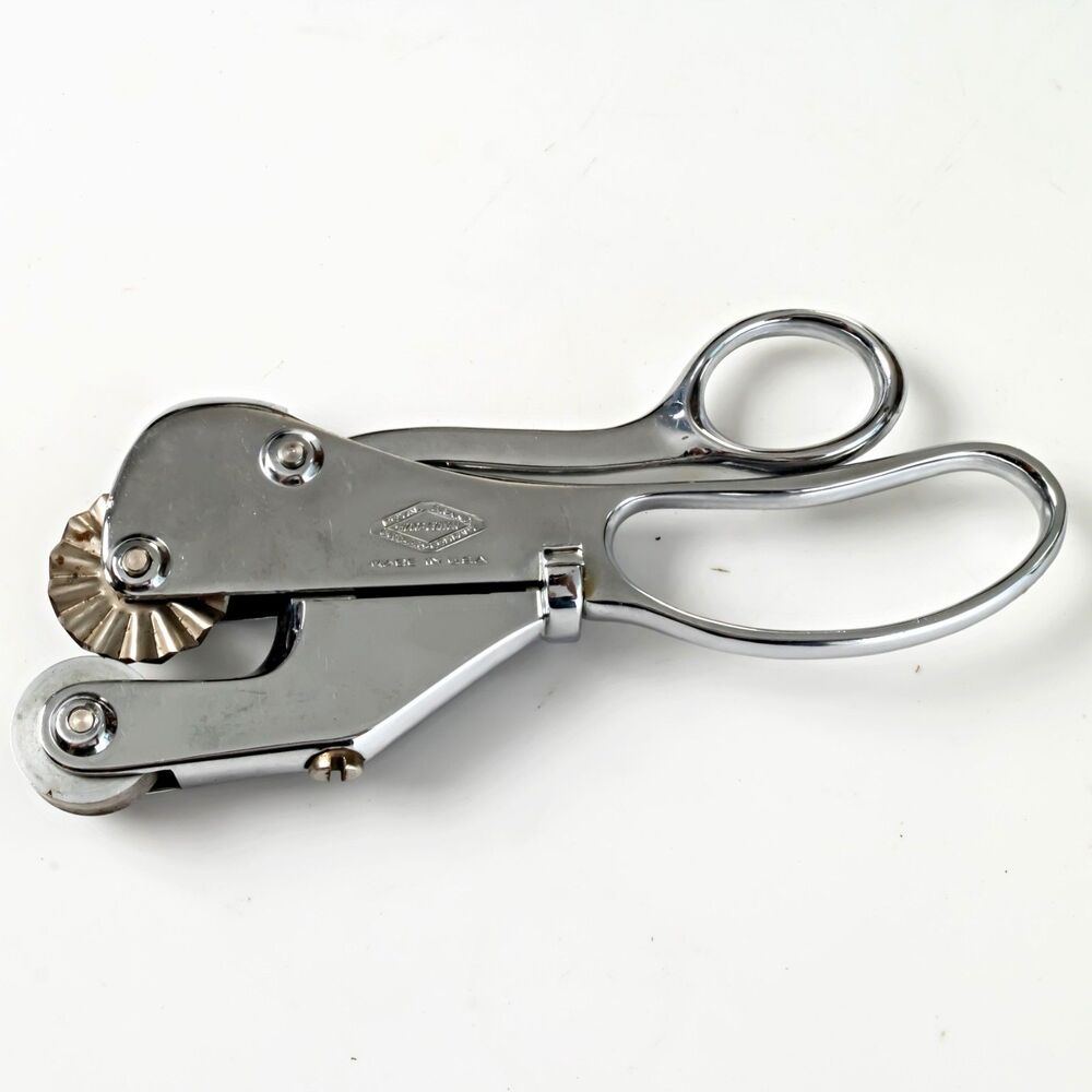 Royal Brand Chrome Rotary Pinking Shears Scissors - Vintage Made In USA